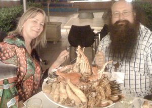 Carolyn and Fuzz Kitto with the Seafood Platter